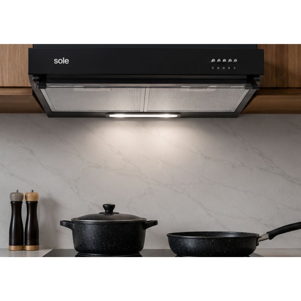 CAMPANA EXTRACTORA SOLE TURE96CO 60 CM ALTO PODER DE SUCCIÓN E ILUMINACIÓN NEGRO - 4