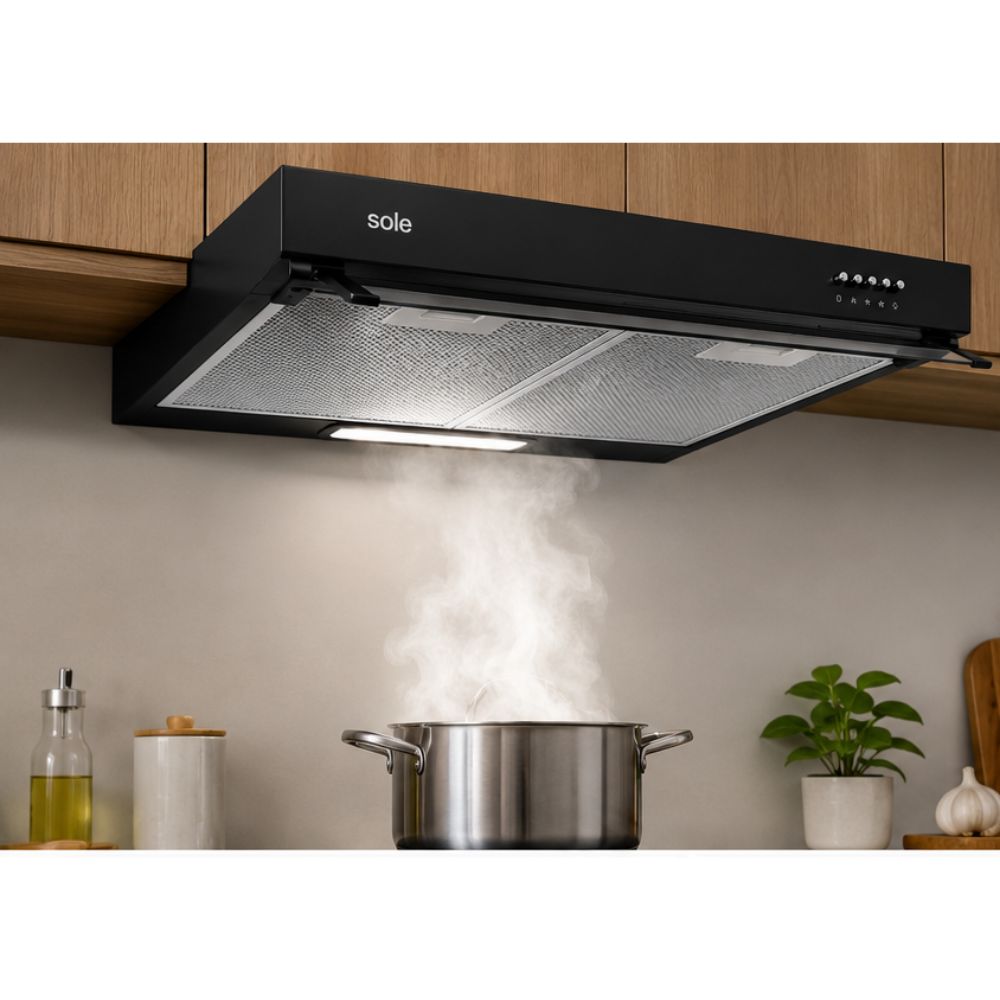 CAMPANA EXTRACTORA SOLE TURE96CO 60 CM ALTO PODER DE SUCCIÓN E ILUMINACIÓN NEGRO - 5