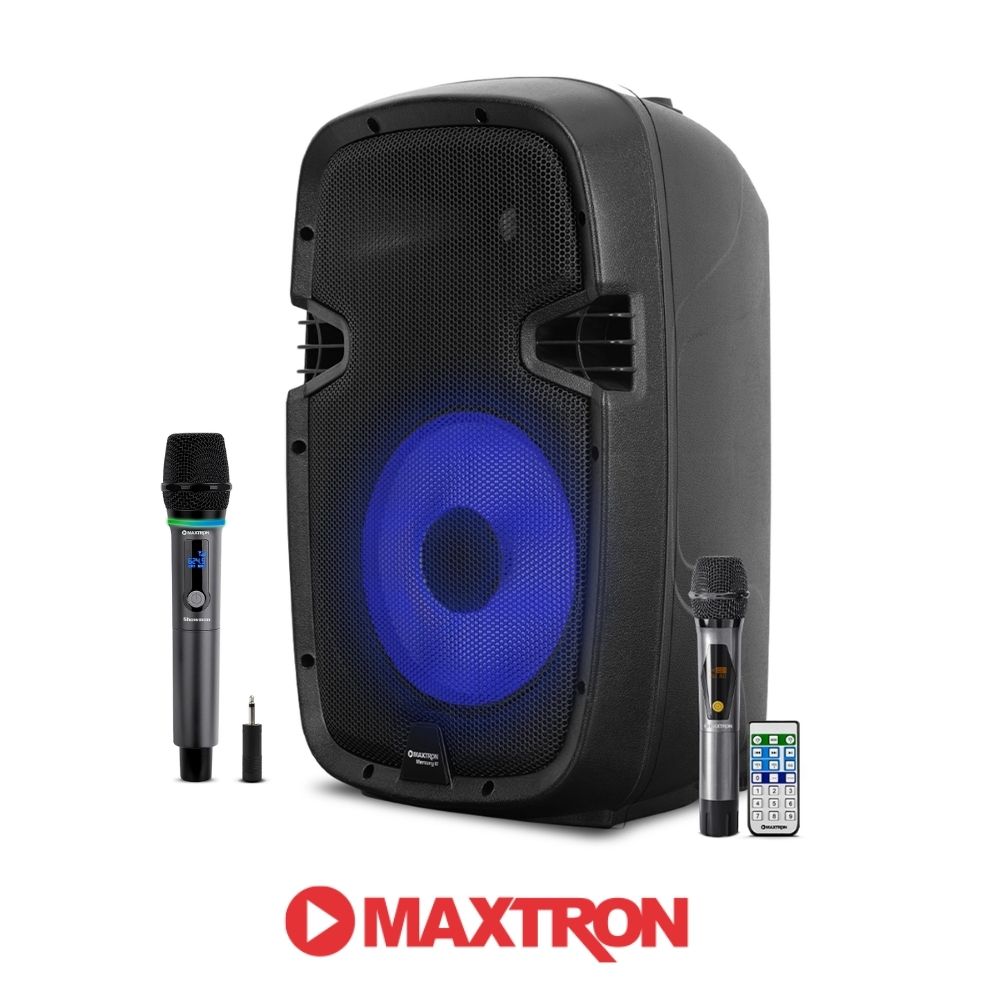 PROMO PARLANTE PORTATIL MAXTRON MX 1510V1 CON 02 MICROFONOS - 1