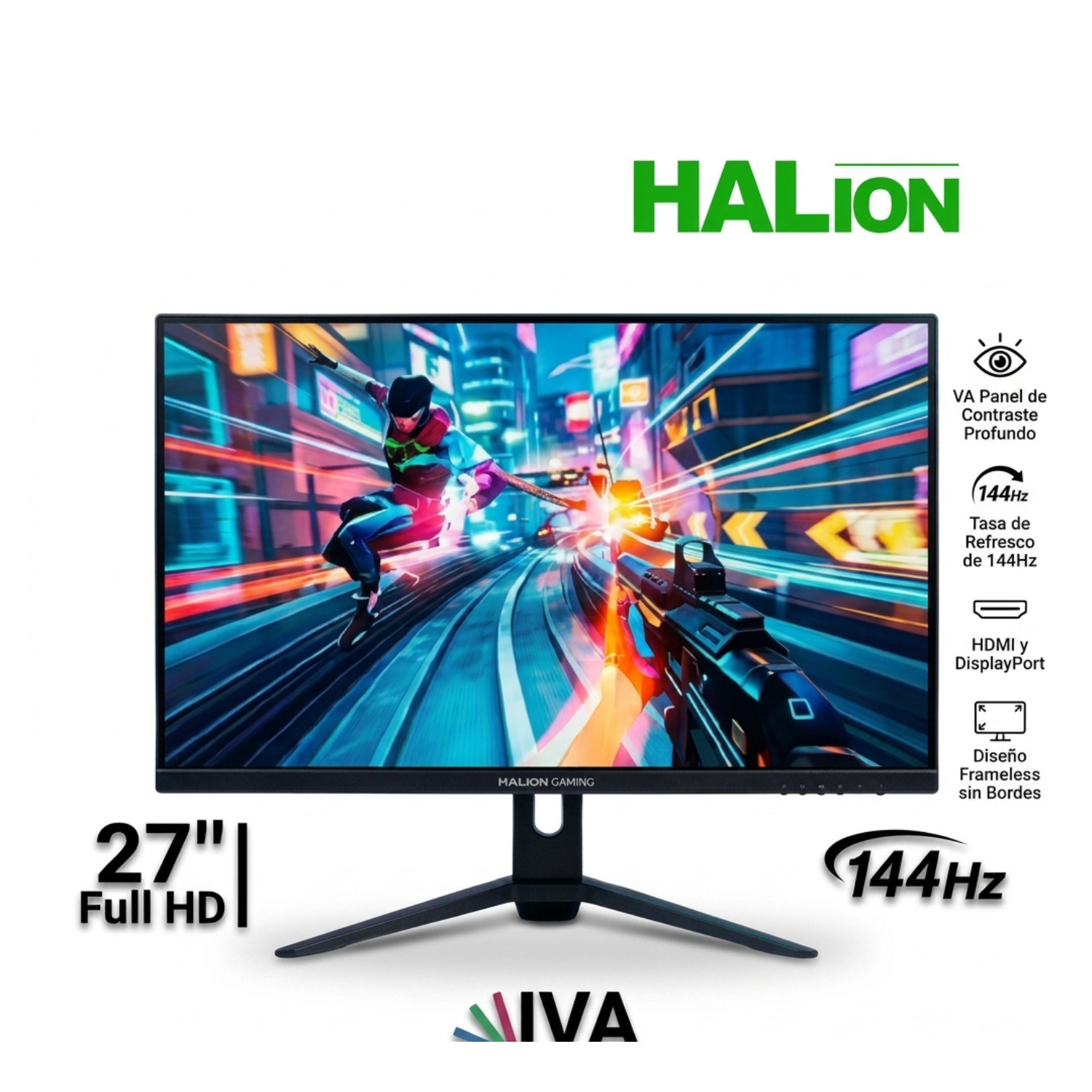 MONITOR HALION GAMING HS2703FC 27' FULL HD SIN MARCO CON VA 144HZ - 1