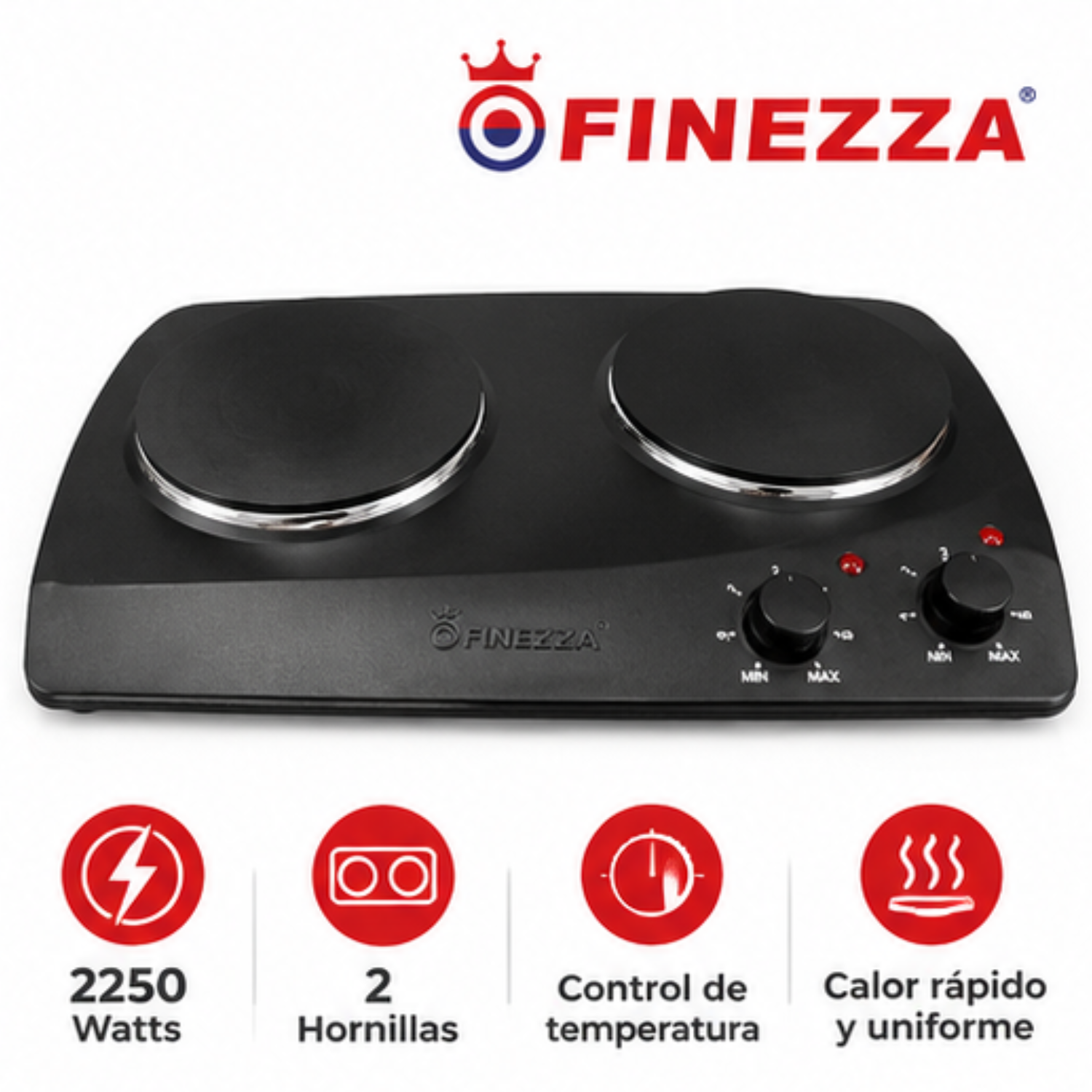 COCINA ELÉCTRICA FINEZZA FZ_203D3N 2 HORNILLAS NEGRO - 1
