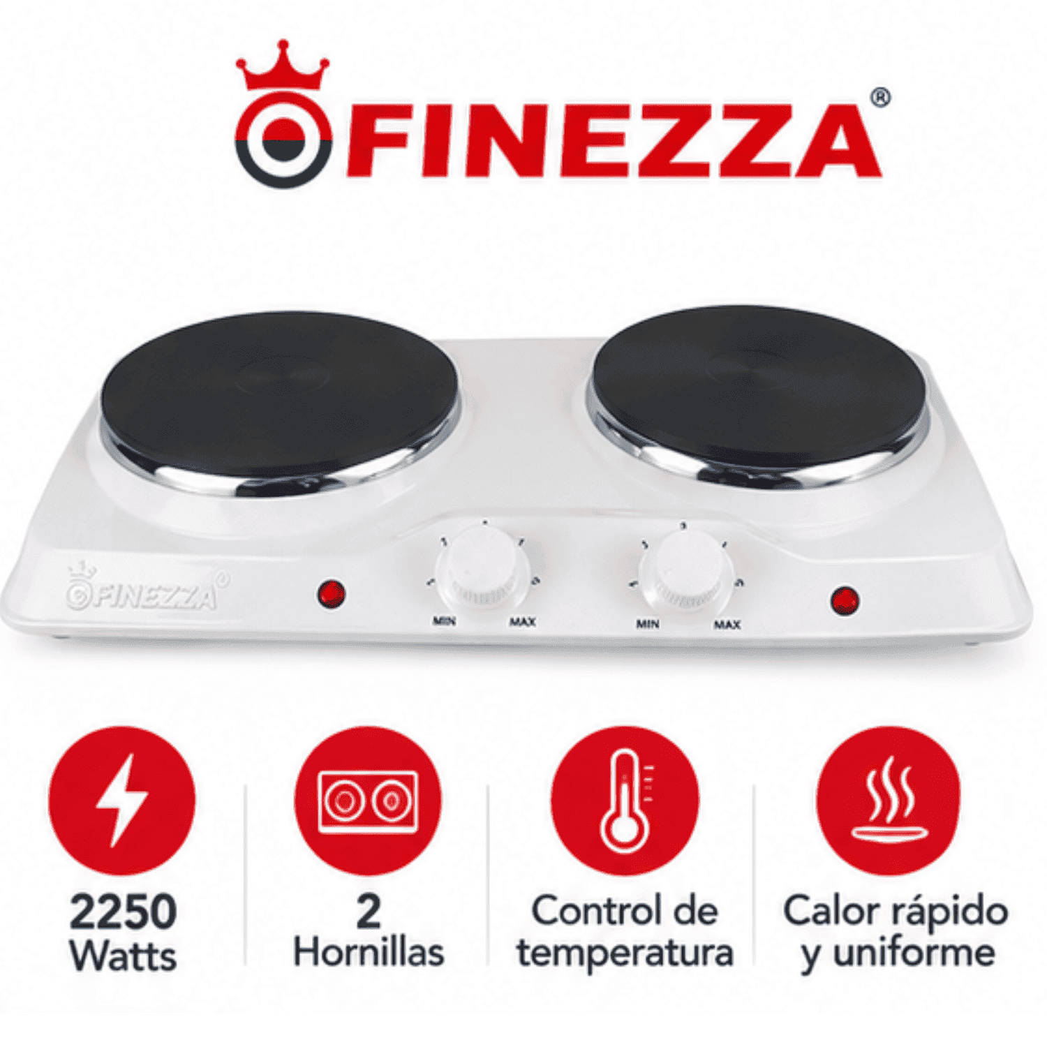 COCINA ELÉCTRICA FINEZZA FZ_204D4B 2 HORNILLAS BLANCO - 1