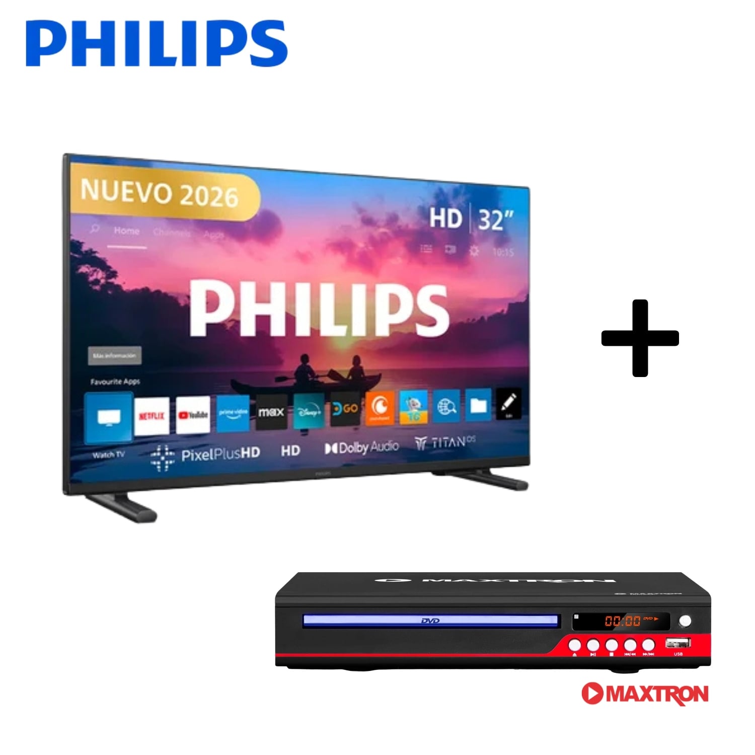 TELEVISOR PHILIPS 32PFD6910 MAS REPRODUCTOR DVD MAXTRON MX 1808 - 1