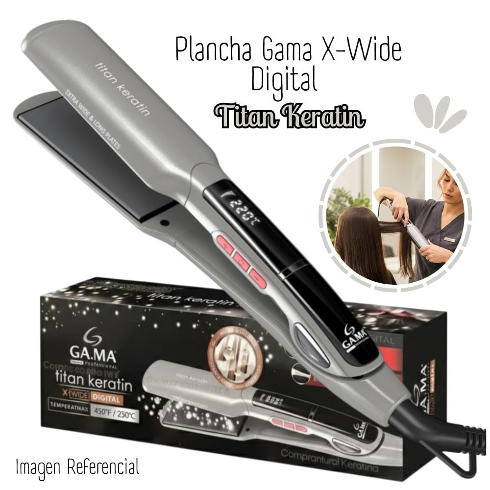 PLANCHA ALISADORA GAMA XWIDE TITAN MICRO GLITT TITAN KERATIN XWIDE DIG - 1