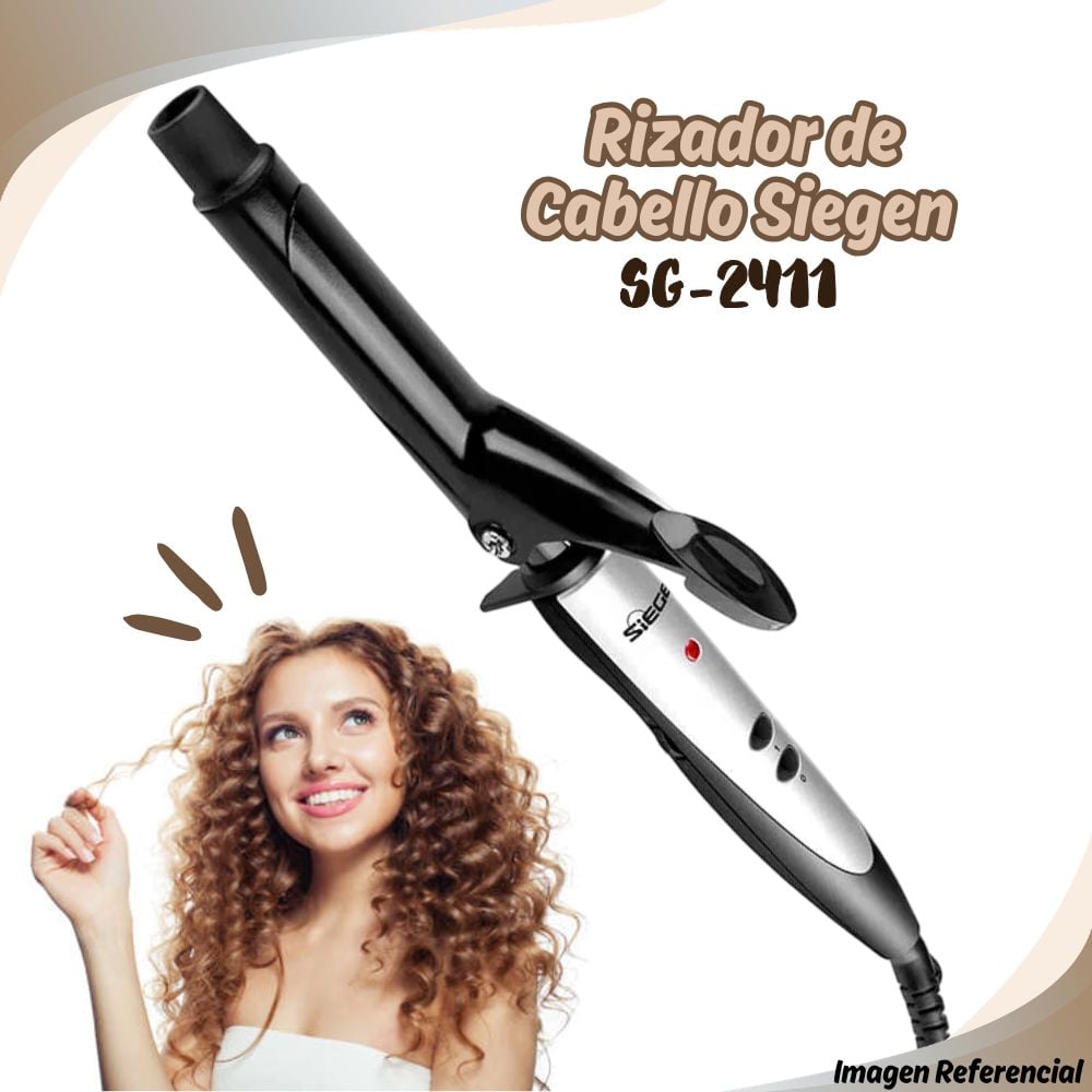 RIZADOR DE CABELLO SIEGEN SG 2411 CERÁMICA 200°C 25MM BI VOLT - 1