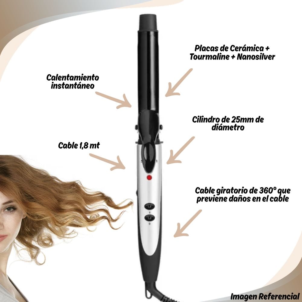 RIZADOR DE CABELLO SIEGEN SG 2411 CERÁMICA 200°C 25MM BI VOLT - 3