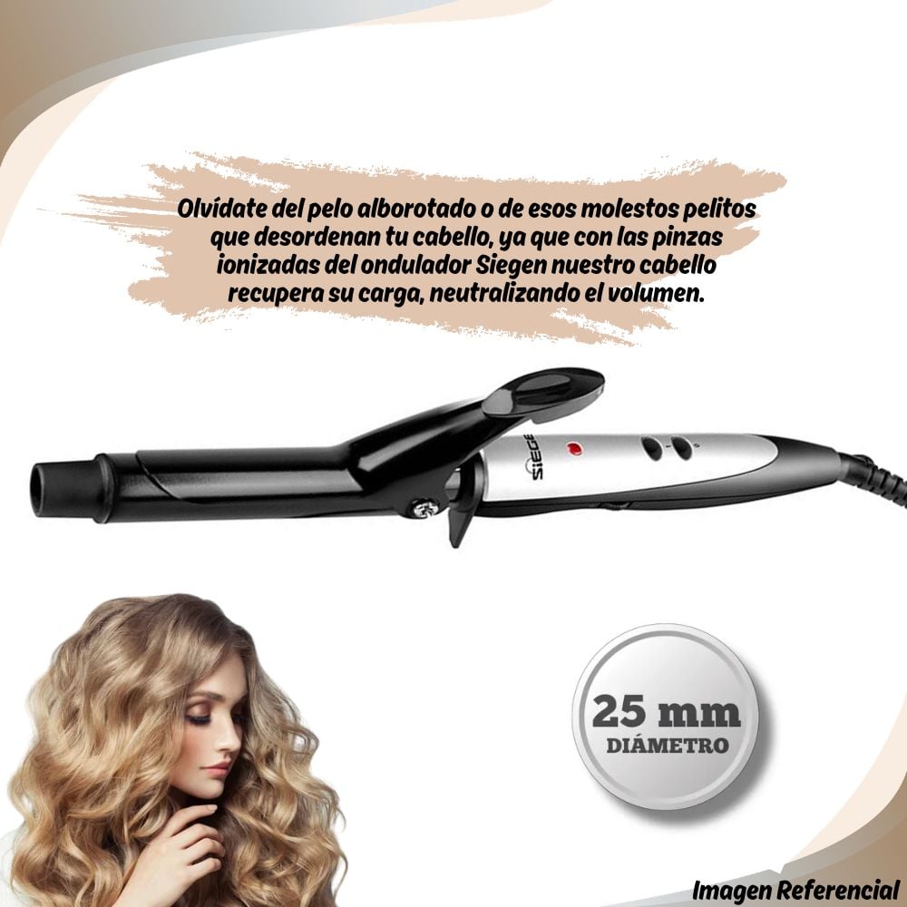 RIZADOR DE CABELLO SIEGEN SG 2411 CERÁMICA 200°C 25MM BI VOLT - 4