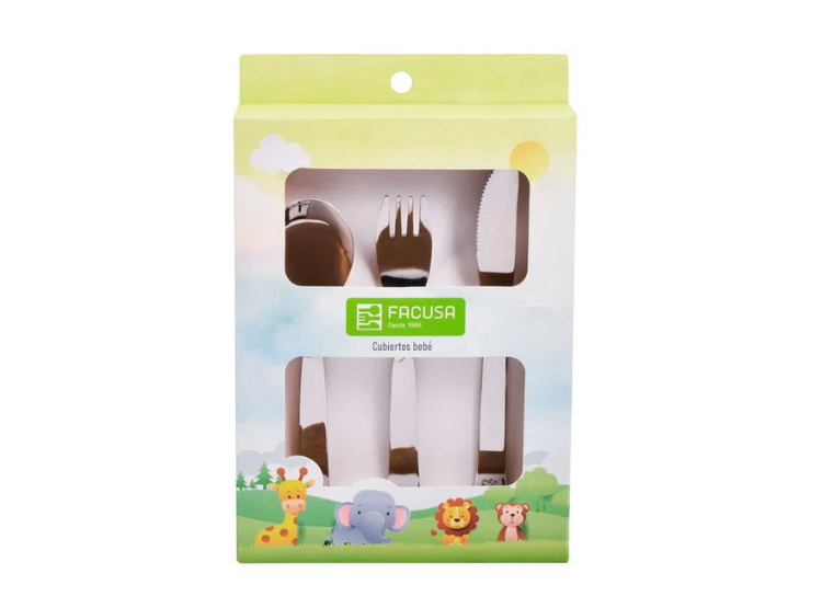 SET CUBIERTOS FACUSA 725 ACERO X 03PZAS BEBE - 1