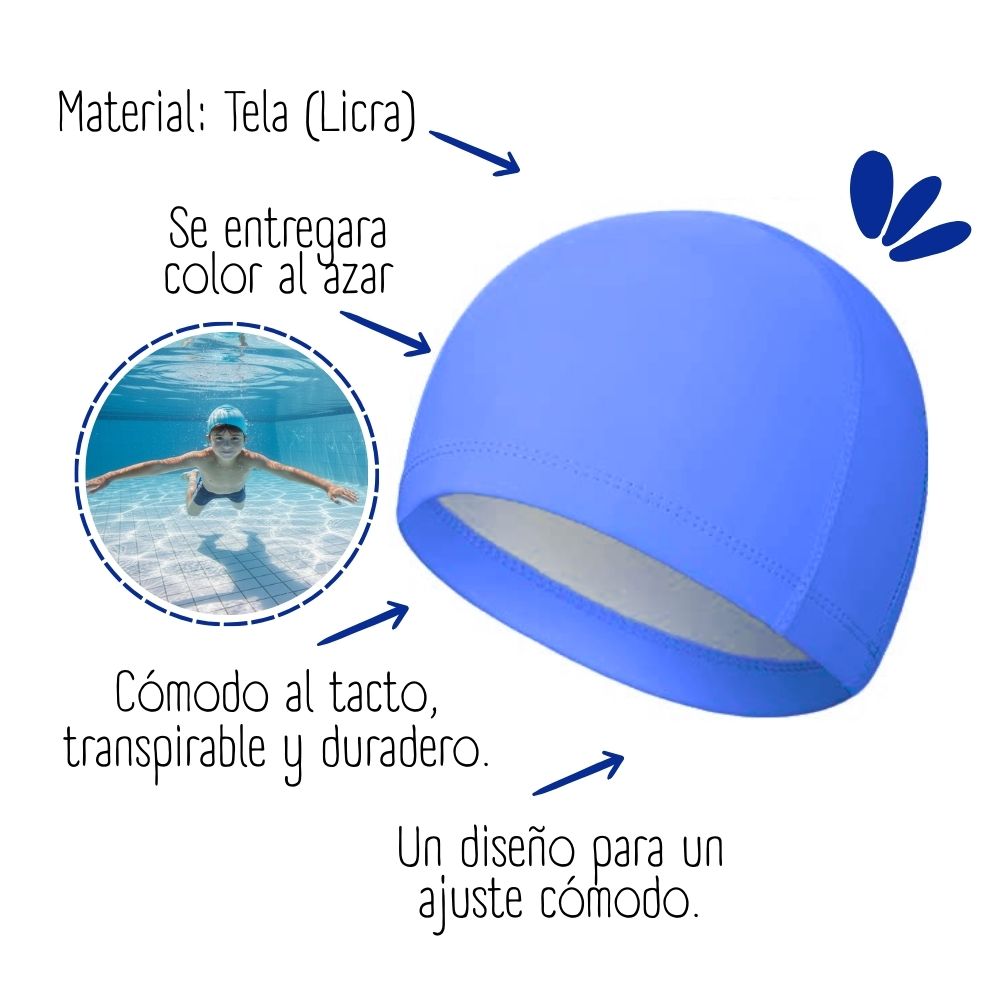 GORRO DE NATACION PARA NIÑOS DE TELA - NZ - 3