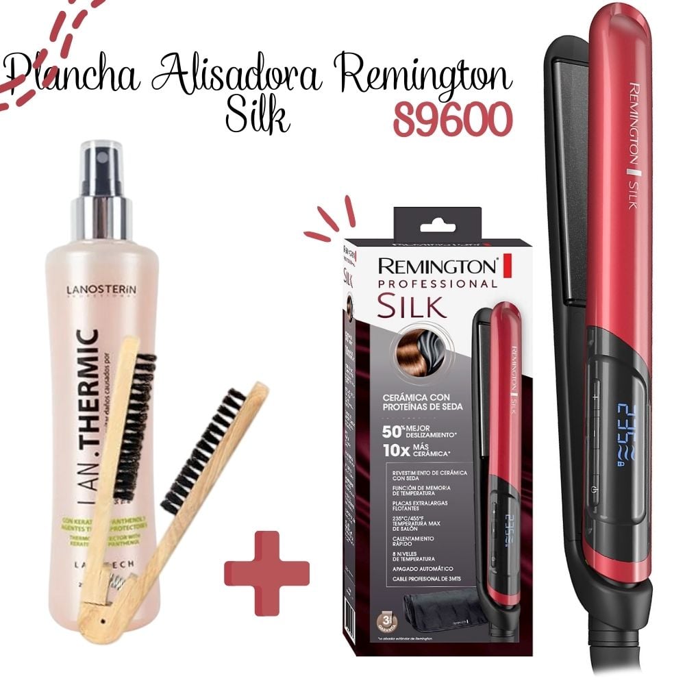 ALISADORA REMINGTON SILK S9600 + CEPILLO + TERMO PROTECTOR - 1