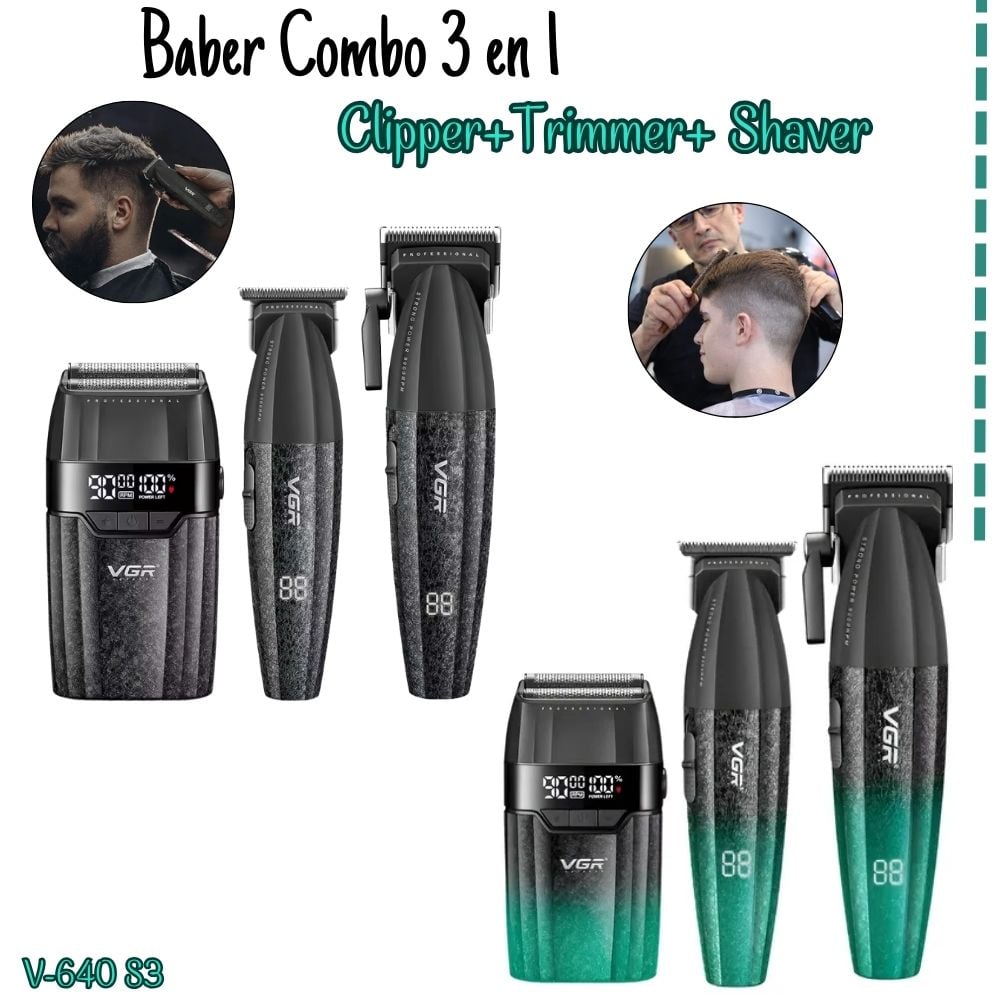 TRICOMBO BARBER VGR TRIMMER + CLIPPER + SHAVER V-640 S3 - 1