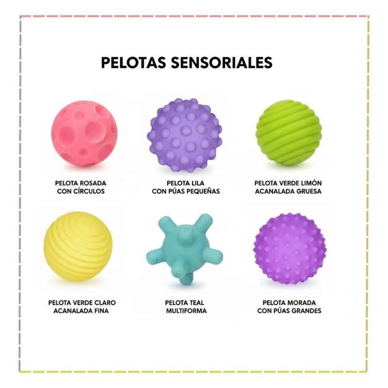 SET 6 PELOTAS SENSORIALES TEXTURIZADAS PARA BEBÉ - 2