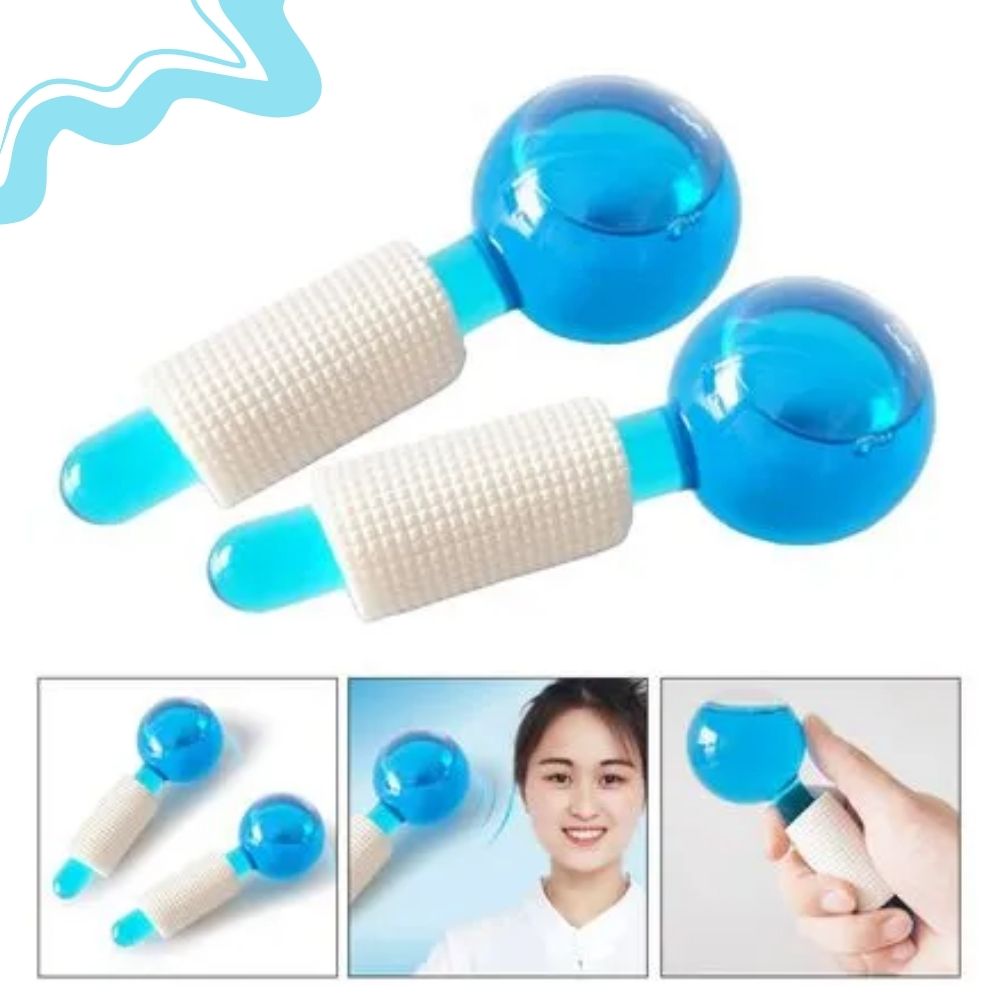 RODILLO MASAJEADOR FACIAL ESFERAS FRIAS ICE GLOBES - AZUL - 3