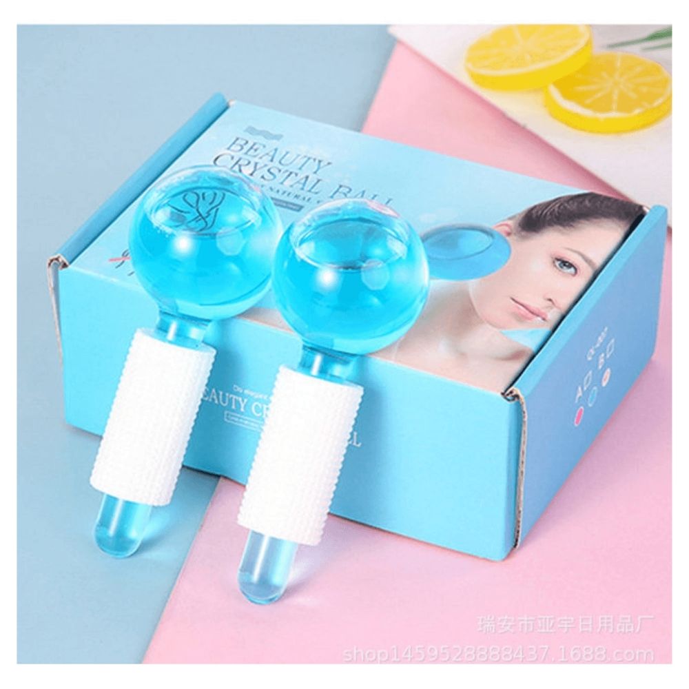 RODILLO MASAJEADOR FACIAL ESFERAS FRIAS ICE GLOBES - AZUL - 5