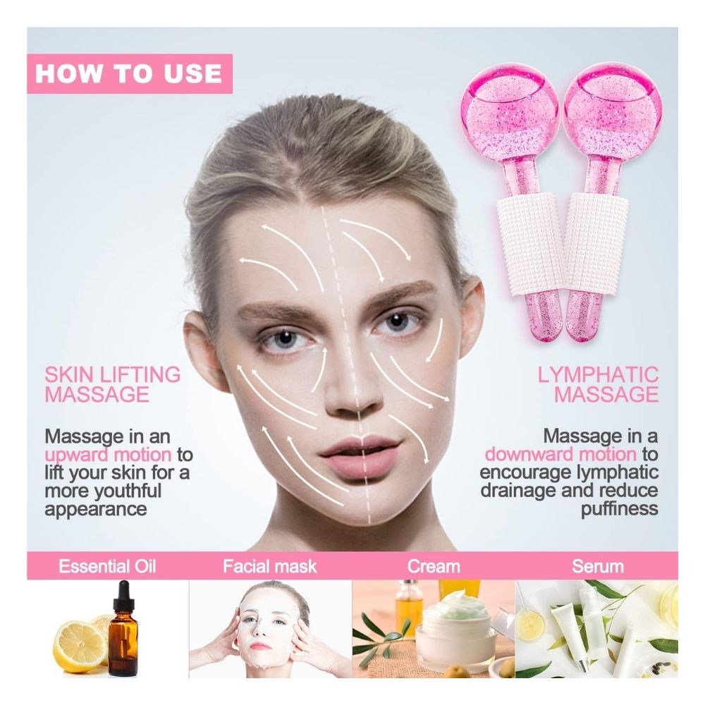 RODILLO MASAJEADOR FACIAL ESFERAS FRIAS ICE GLOBES - ROSADO - 4