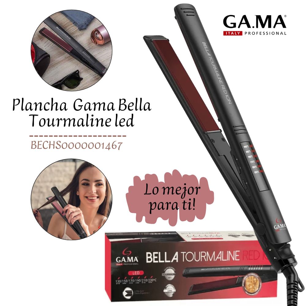 PLANCHA ALISADORA GAMA BELLA TURMALINE RED ION LED - 1