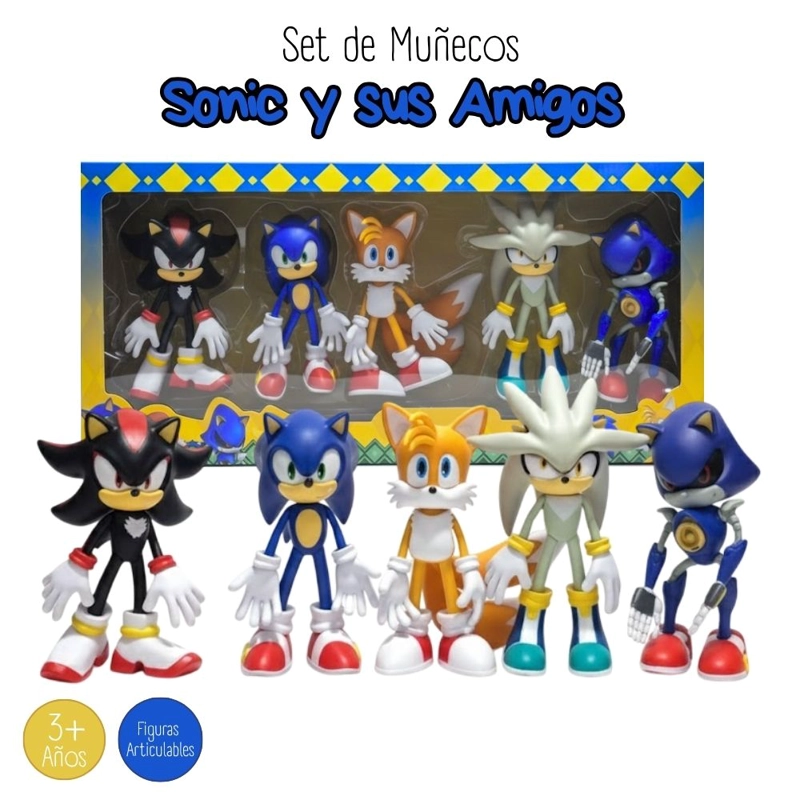 JUGUETE SET DE FIGURAS COLECCIONABLES SONIC 5 PERSONAJES - 1