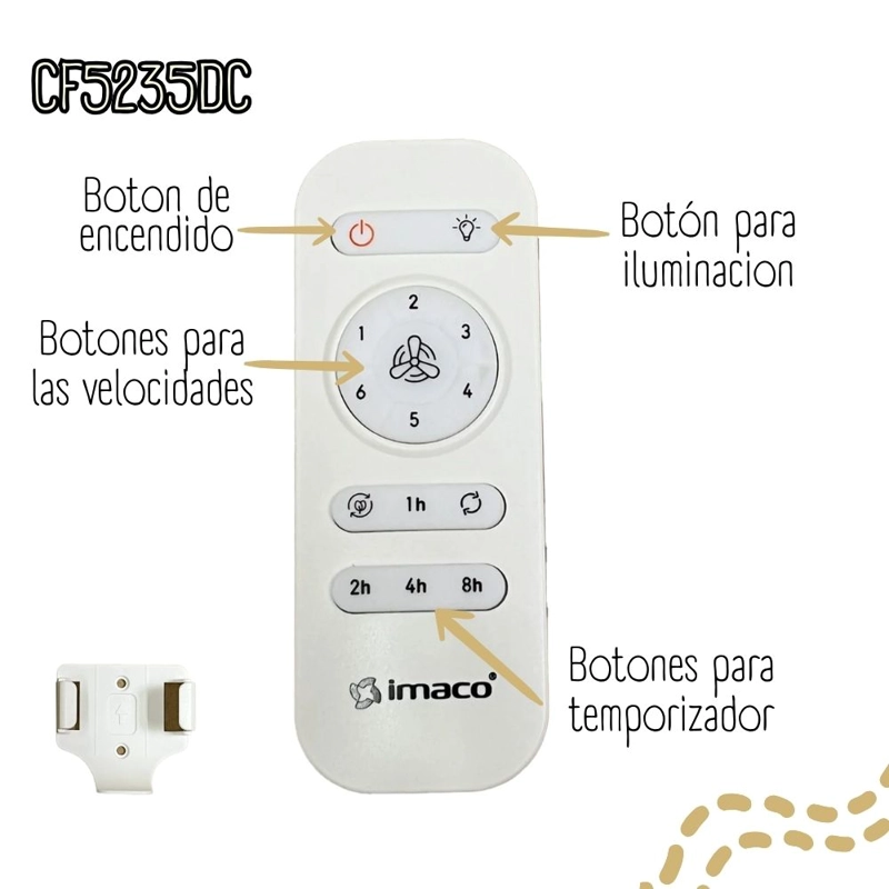 VENTILADOR DE TECHO 52 CON LUZ Y CONTROL REMOTO IMACO CF5235DC - 3