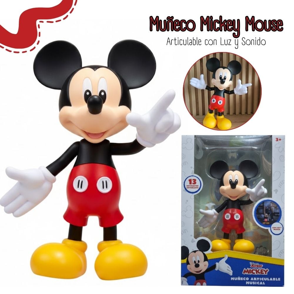 MUÑECO MICKEY MOUSE ARTICULABLE CON LUZ Y SONIDO MMK-M1 - 1