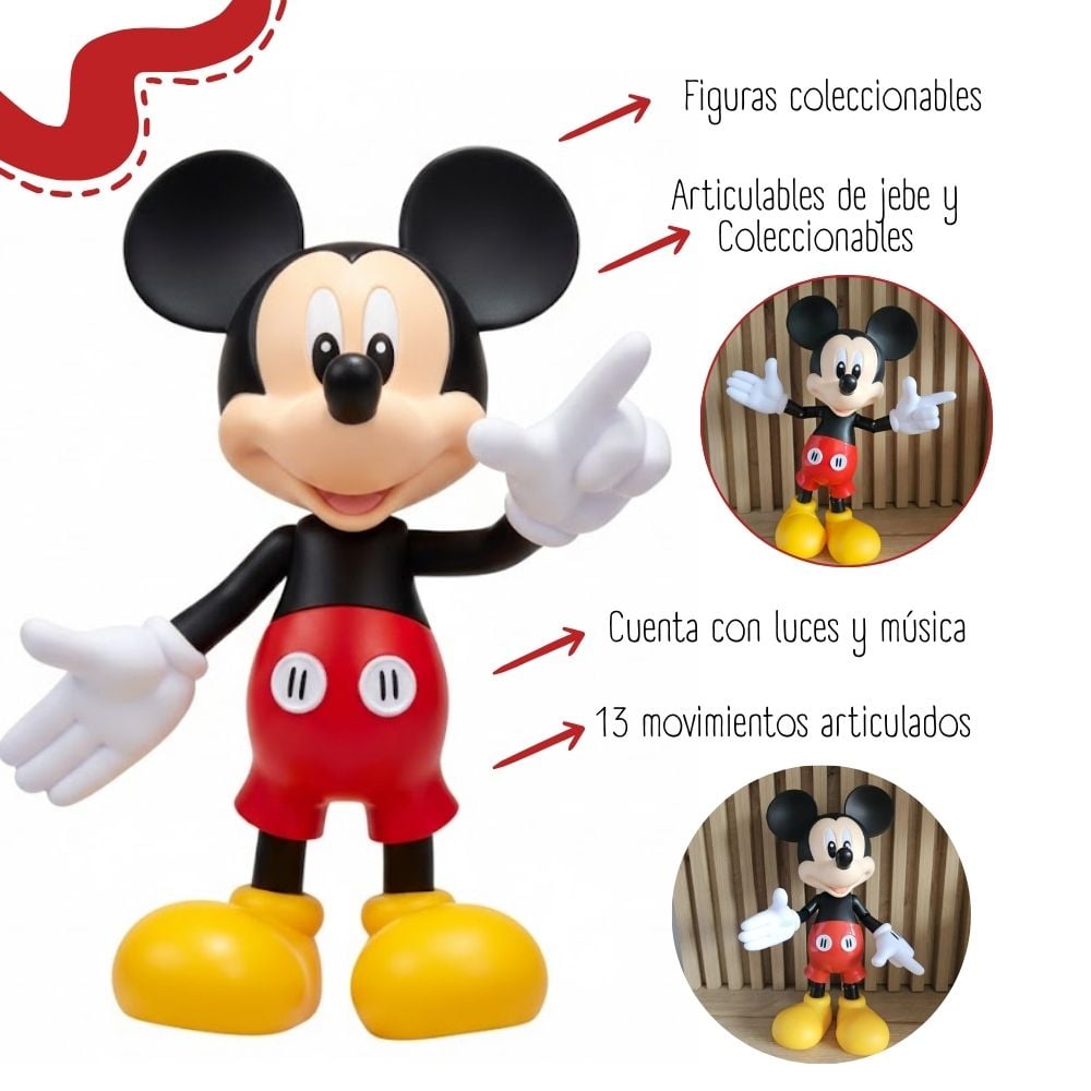 MUÑECO MICKEY MOUSE ARTICULABLE CON LUZ Y SONIDO MMK-M1 - 2