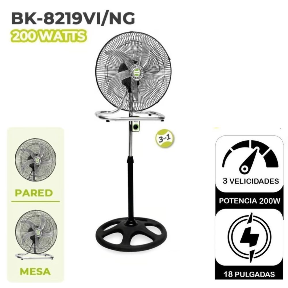 VENTILADOR BOSSKO DE 18' DE 5 ASPAS 2000 WATTS BK-8219VI/NG - NEGRO - 2