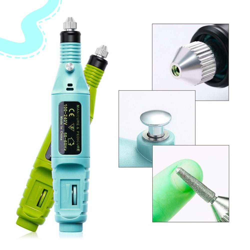 PULIDOR ELÉCTRICO PARA UÑAS - MANICURA PEDICURA VERDE-CELESTE - 5