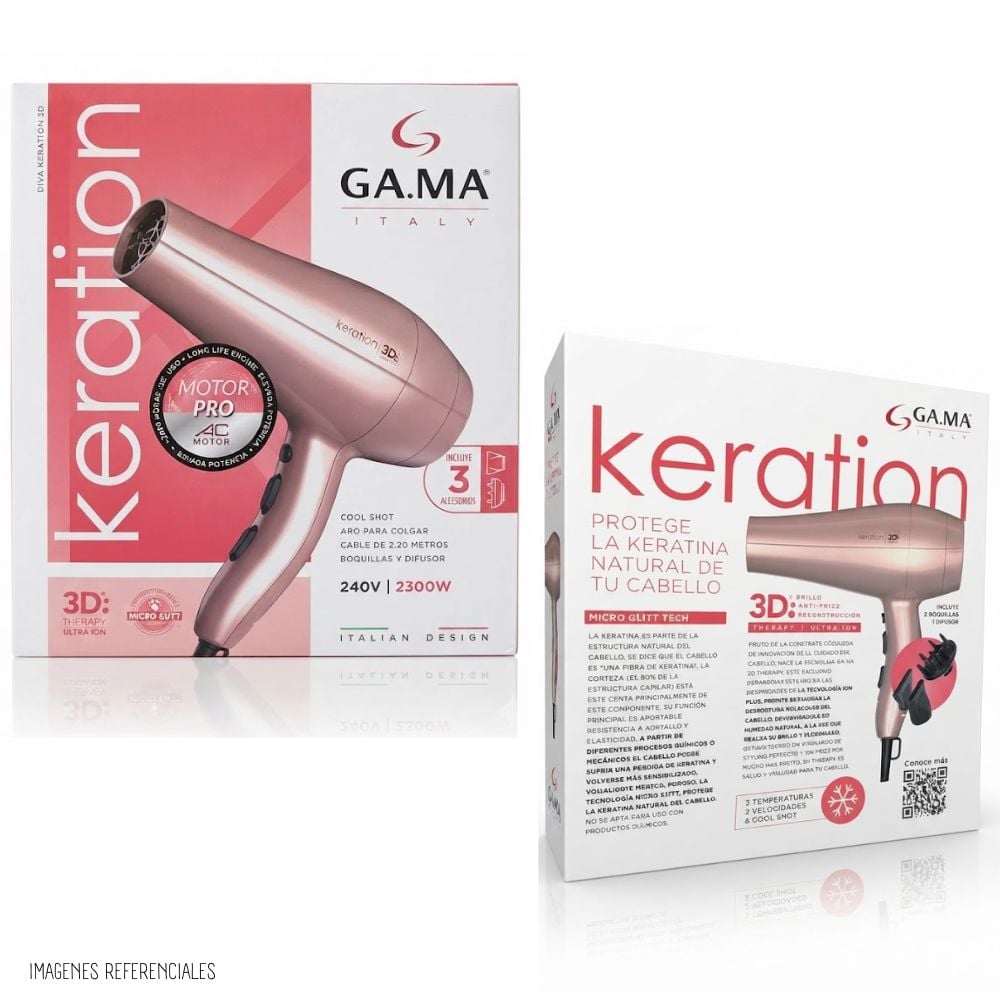 SECADORA DE CABELLO GAMA PROFESIONAL DIVA KERATION  3D - ROSADO - 7