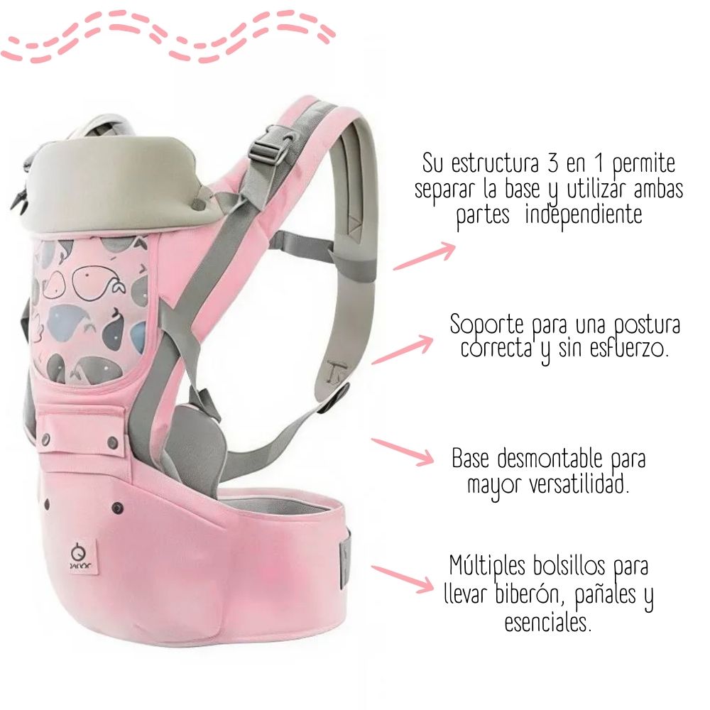 CANGURO ERGONOMICO 3 EN 1 PARA BEBÉS - ROSADO  YB-002 - 2
