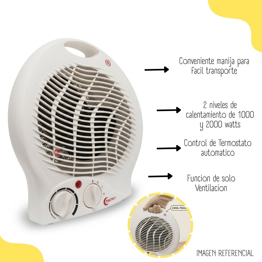 TERMO VENTILADOR PORTÁTIL TREVELY 2000 WATTS TCH-06 - 2