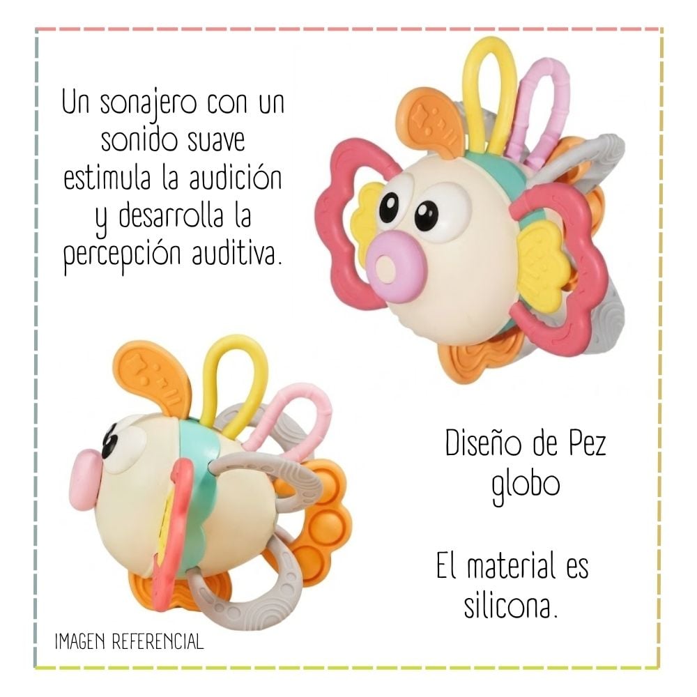 MODERDOR Y SONAJERO SENSORIAL “BABY RATTLE” EN FORMA DE PEZ - 2