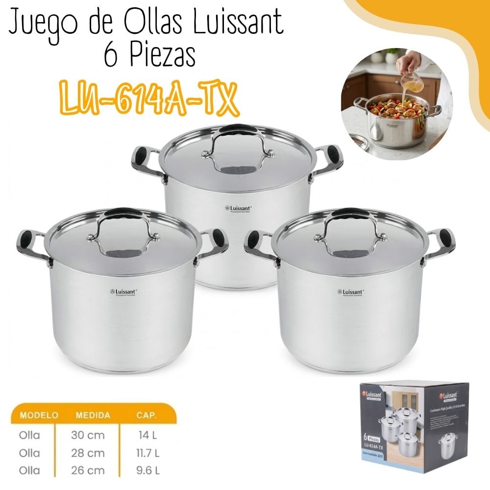 JUEGOS DE OLLAS DE ACERO LUISSANT LU-614A-T - 1