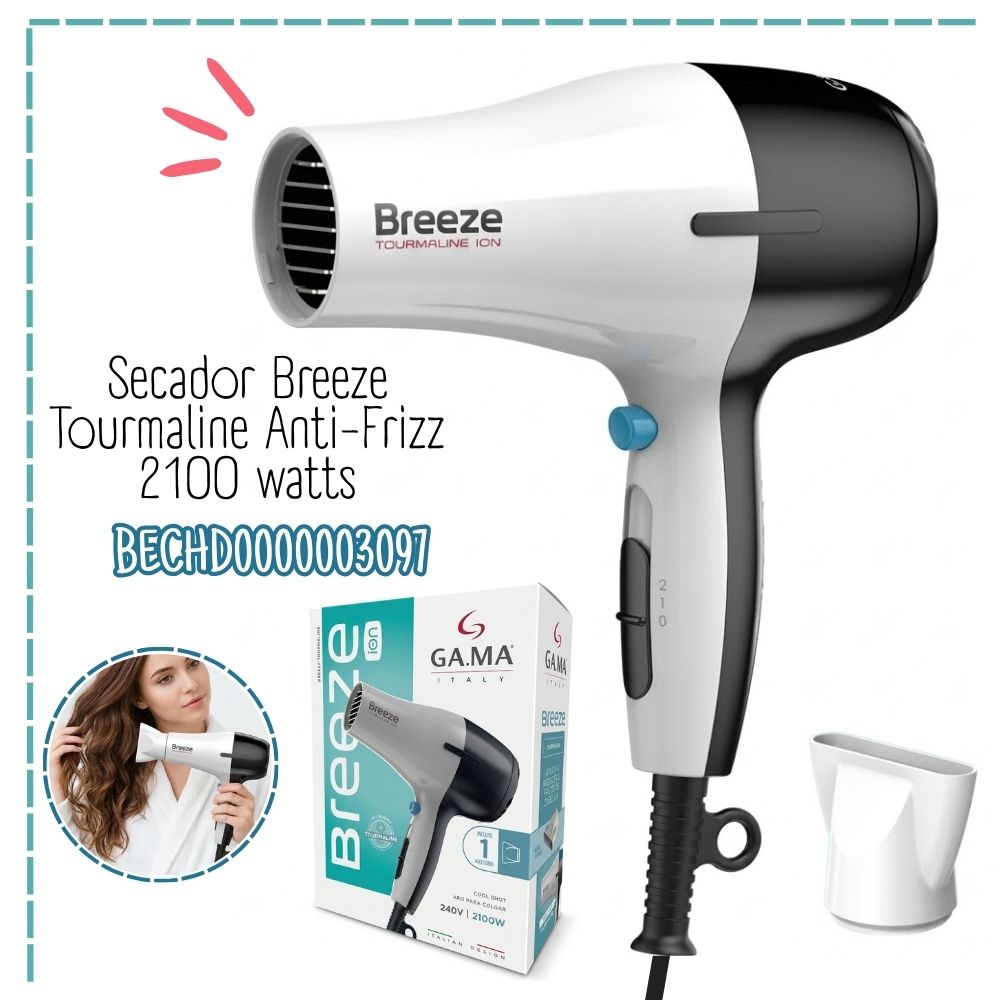 SECADOR DE CABELLO GAMA BREEZE TOURMALINE ANTI-FRIZZ – 2100 WATTS - 1