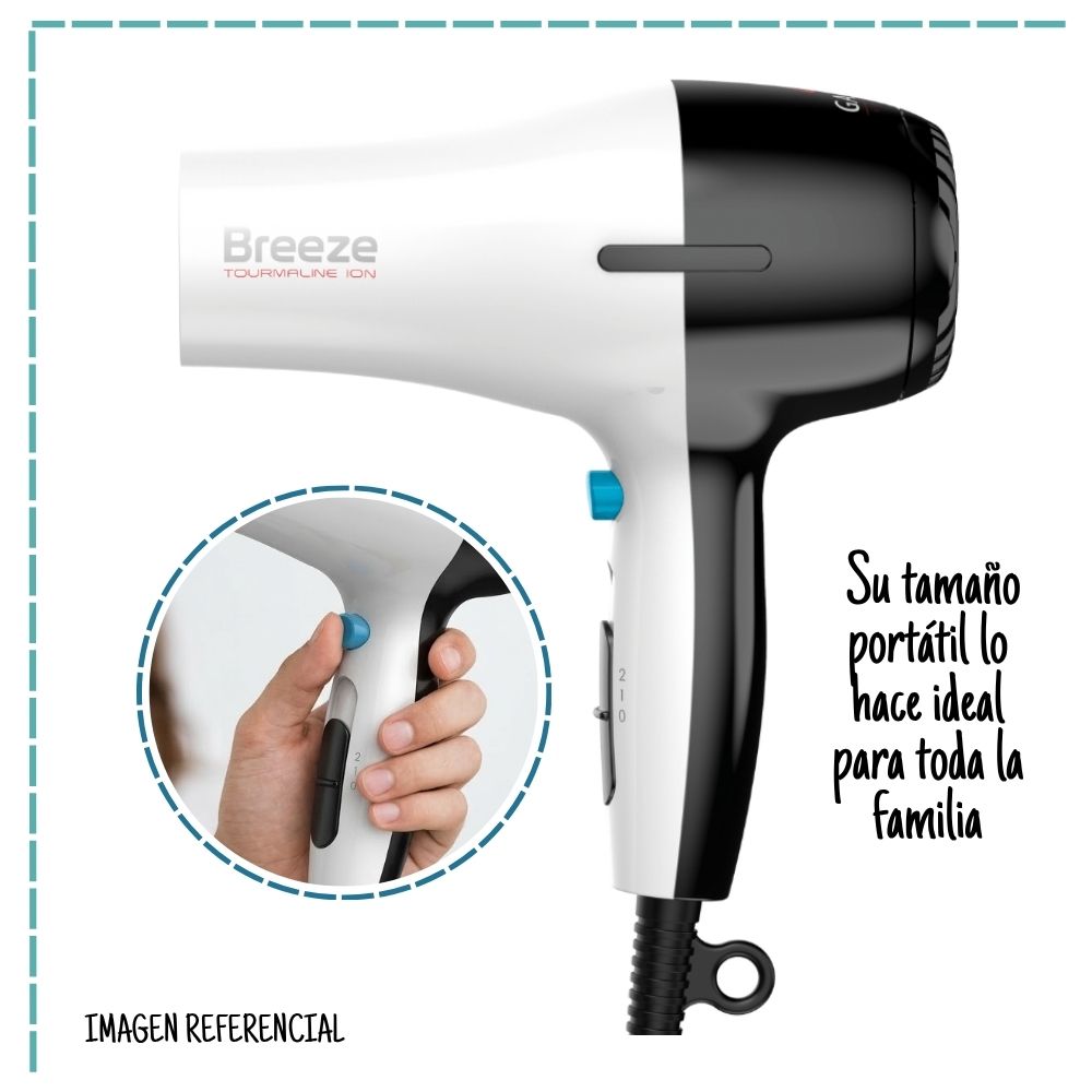 SECADOR DE CABELLO GAMA BREEZE TOURMALINE ANTI-FRIZZ – 2100 WATTS - 4