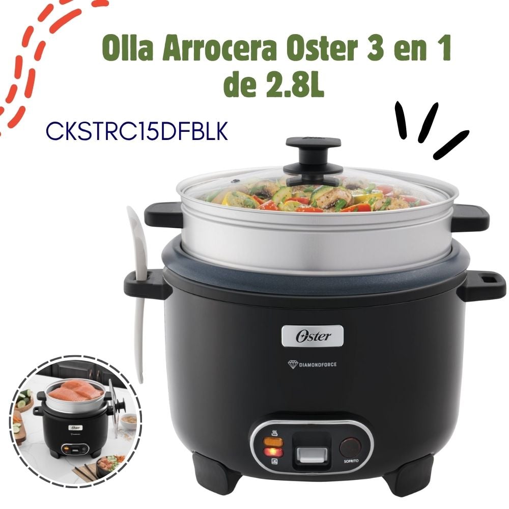 OLLA ARROCERA 3 EN 1 DE 15 TZ DIAMONDFORCE OSTER – CKSTRC15DFBLK 053 - 1