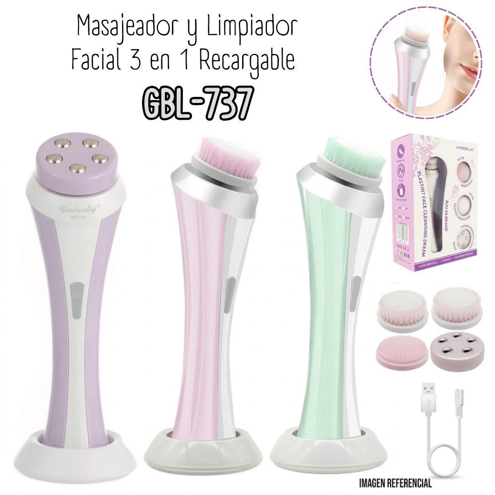 MASAJEADOR Y LIMPIADOR FACIAL 3 EN 1 RECARGABLE GBL-737 - 1