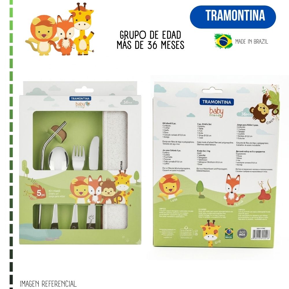 SET DE CUBIERTOS INFANTILES TRAMONTINA CON ESTUCHE Y POPOTE - 5 PIEZAS - 4