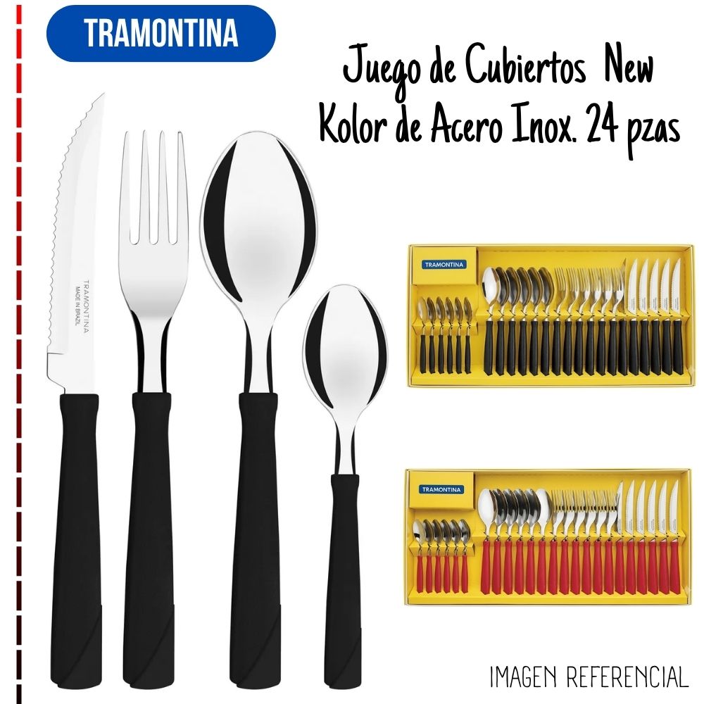 JUEGO DE CUBIERTO TRAMONTINA NEW COLOR 24 PIEZAS - 1