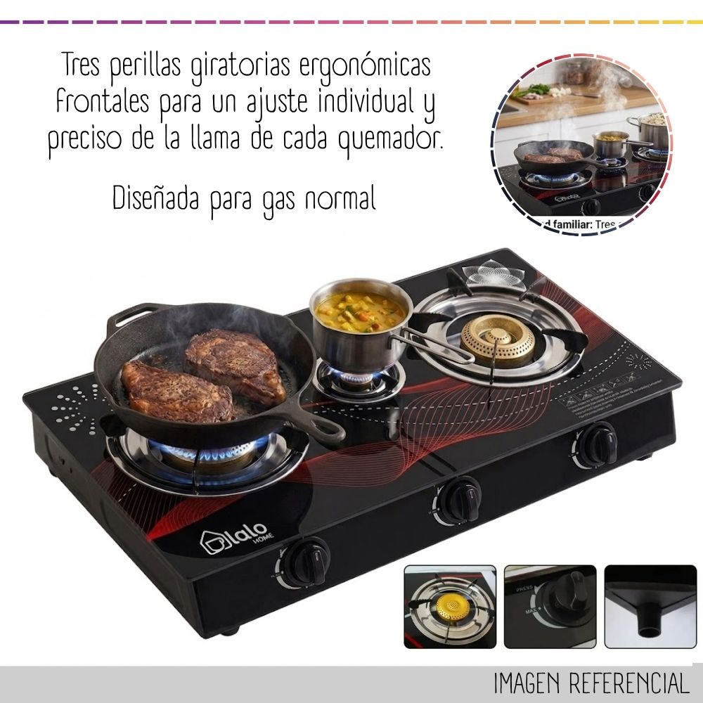 COCINA LALO HOME A GAS 3 HORNILLAS GK-1003GR - 3