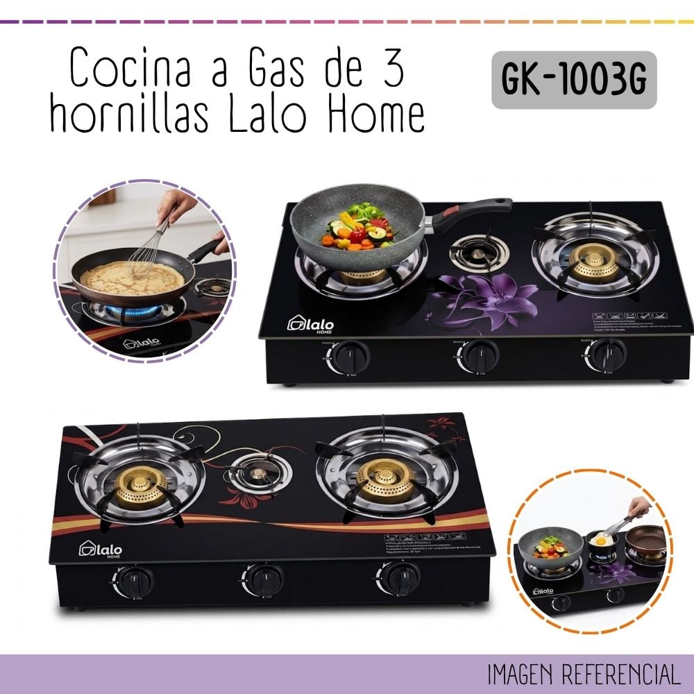 COCINA LALO HOME A GAS 3 HORNILLAS GK-1003GM - 1
