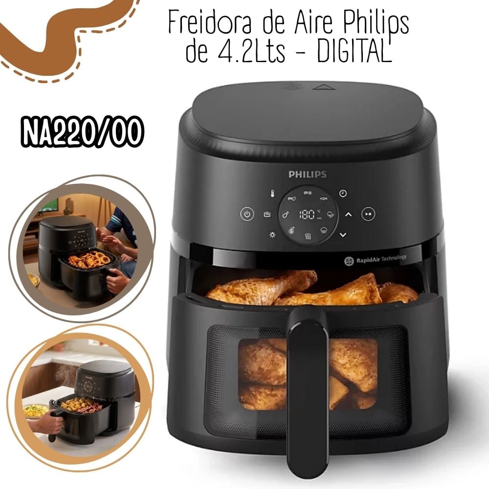 FREIDORA DE AIRE PHILIPS DE 4.2LTS - DIGITAL NA220/00 - 1