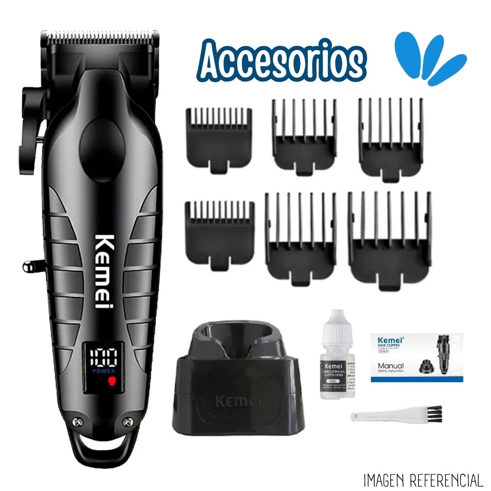 MAQUINA CLIPPER KEMEI RECARGABLE CON BASE KM-PG2290D - 2