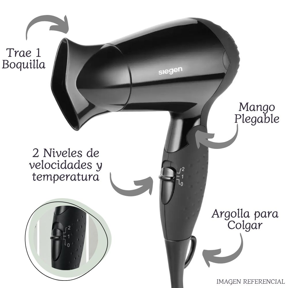 MINI SECADORA DE CABELLO SIEGEN SG-3005 - 2