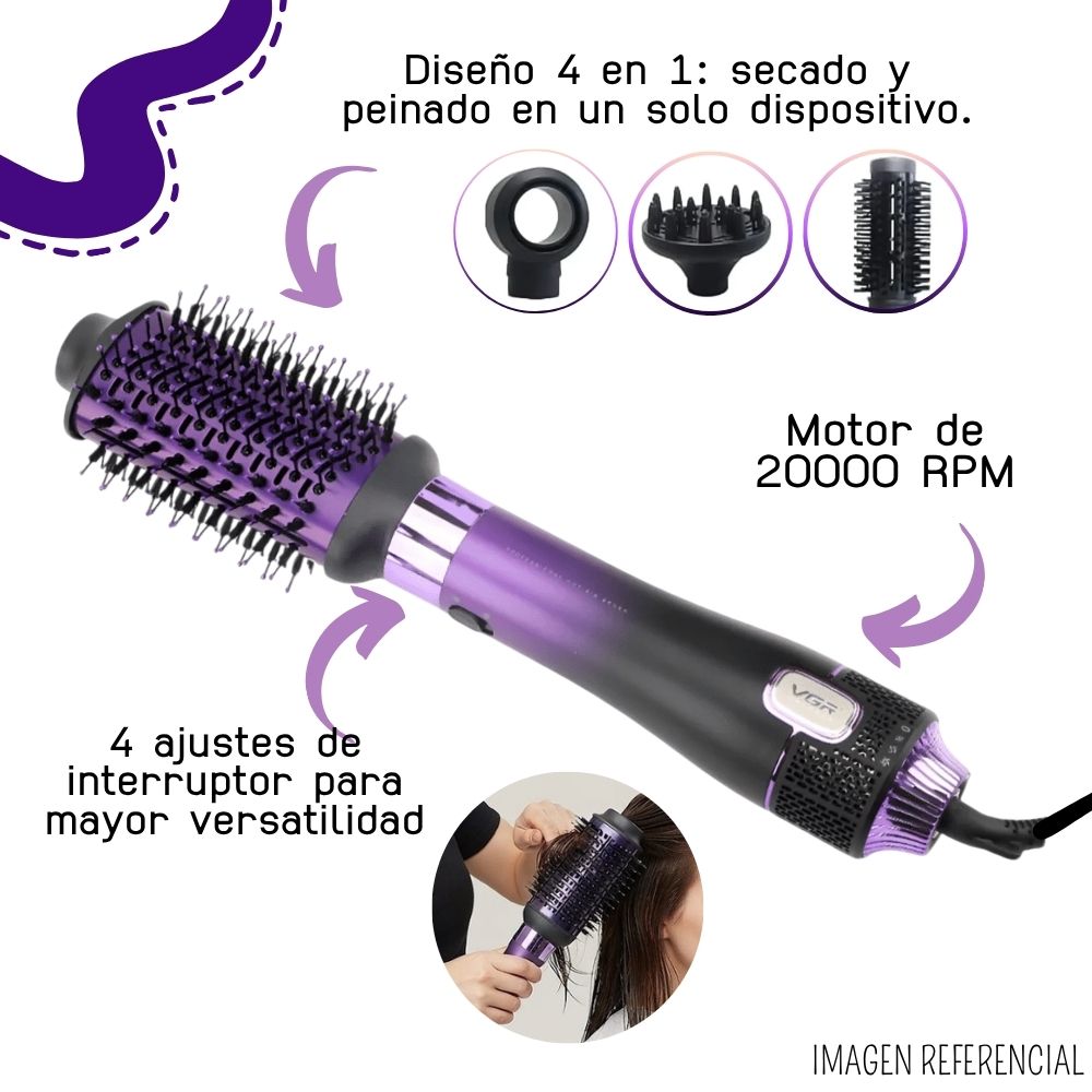 CEPILLO SECADOR 4 EN 1 VGR MORADO - V-484M - 2
