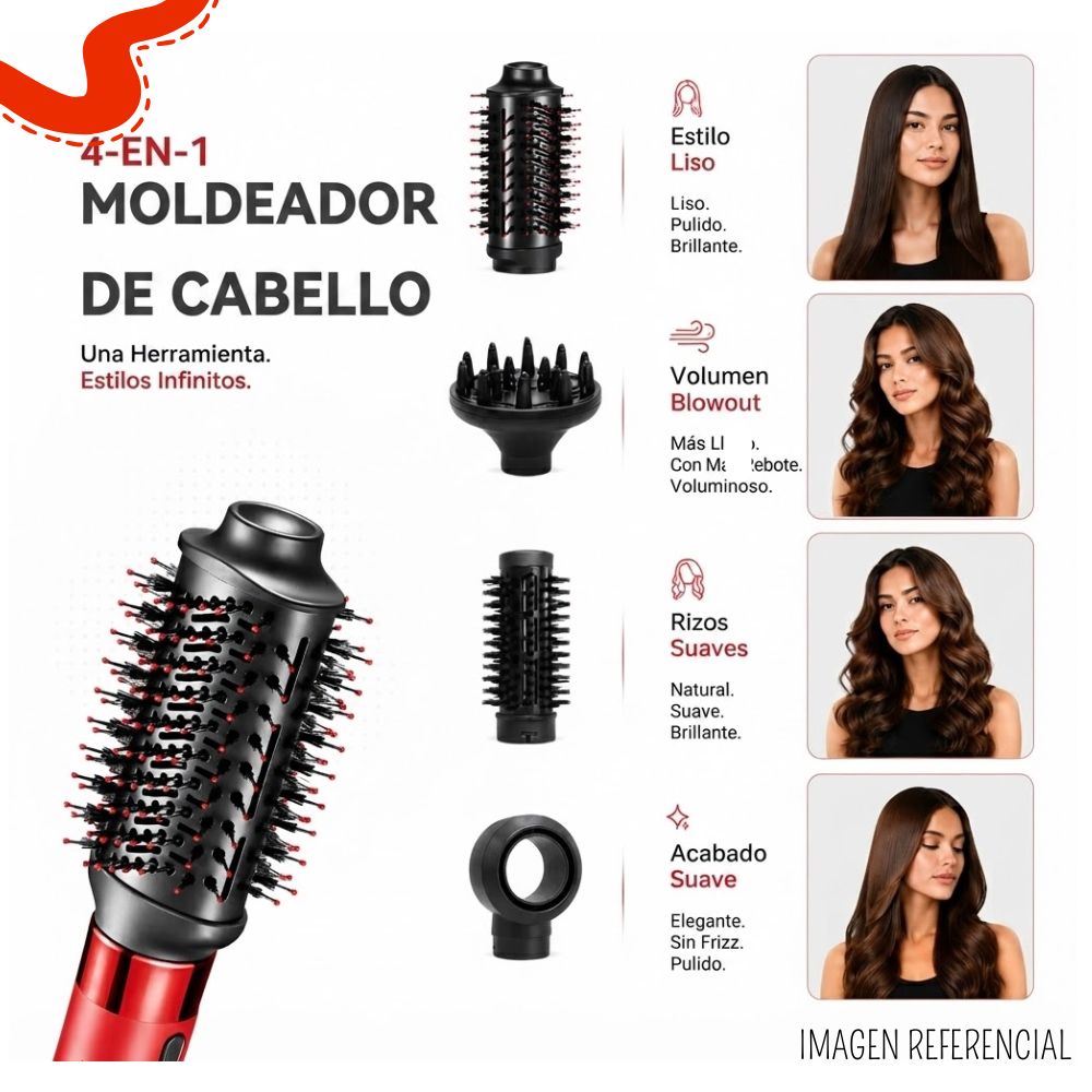 CEPILLO SECADOR 4 EN 1 VGR ROJO - V-484R - 4