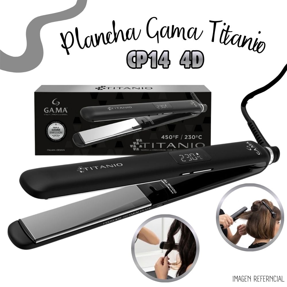 PLANCHA DE CABELLO GAMA TITANO CP14 4D - 1