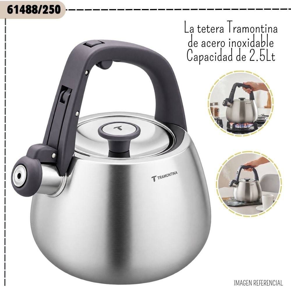 TETERA TRAMONTINA DE ACERO INOXIDABLE 2.5 LT - 61488/250 - 3