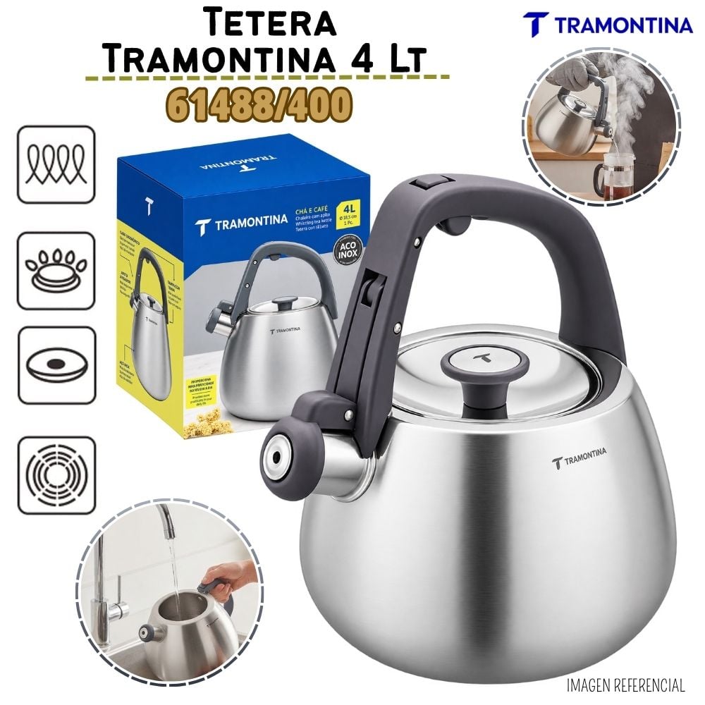 TETERA TRAMONTINA DE ACERO INOXIDABLE 4 LT - 61488/400 - 1