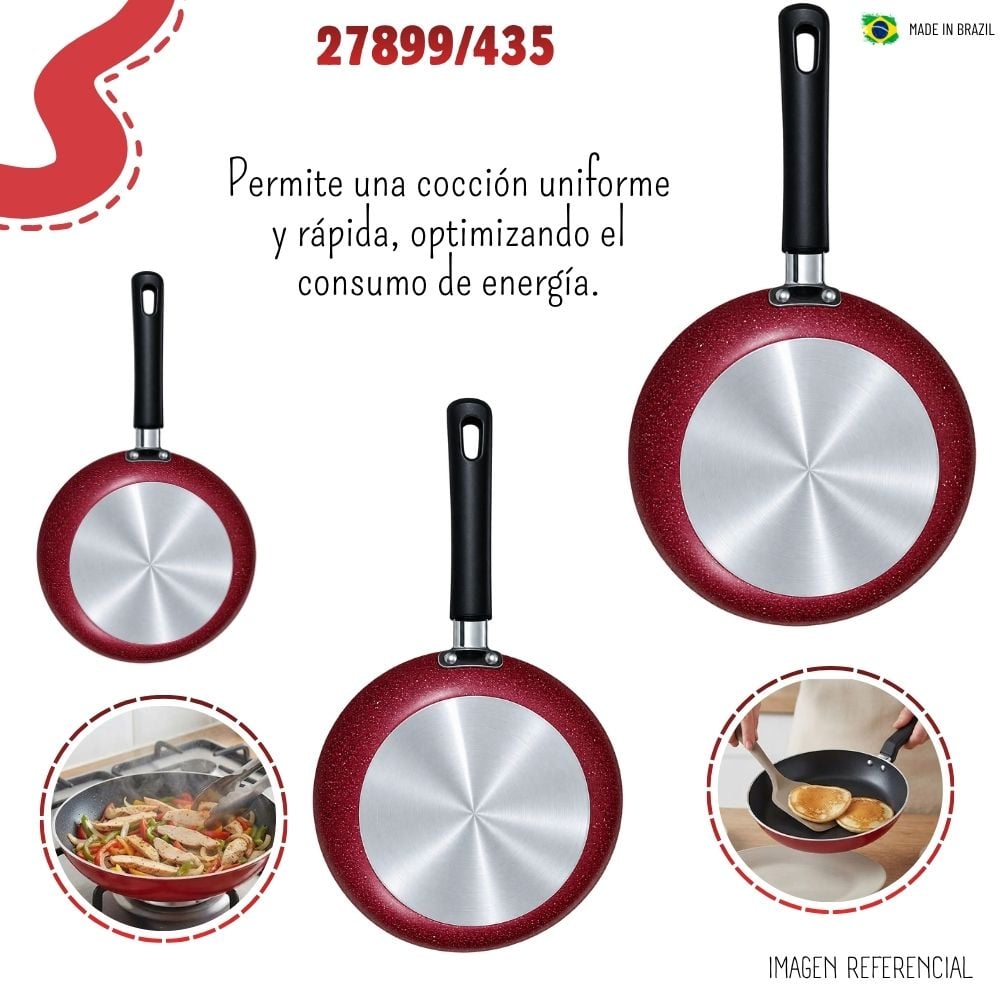 SET DE SARTENES TRAMONTINA DE 3 PZAS  CIRCULAR – ROJO - 3