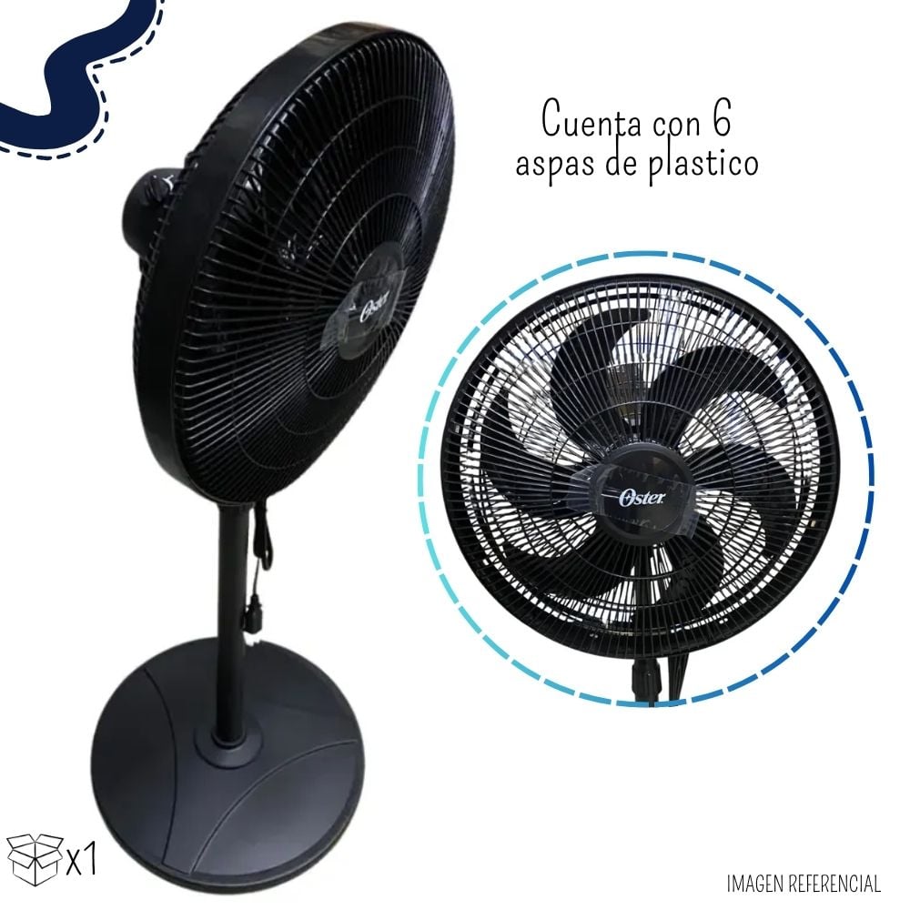 VENTILADOR OSTER DE PEDESTAL 18' COLOR NEGRO EOSVELIST1631-6H - 3