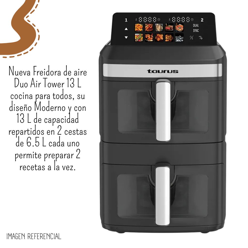 FREIDORA DE AIRE TAURUS DUO AIR TOWER 13L – PE9720200A - 3